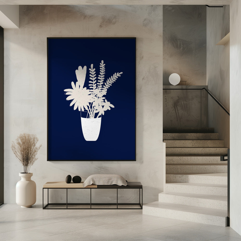 Sepia bloemensilhouet | Poster
