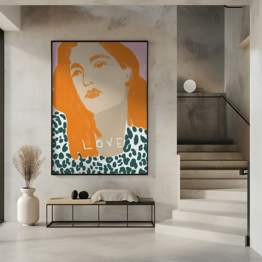 Portret van een vrouw met oranje haar | Poster