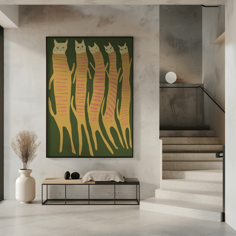 Vijf lange katten | Poster