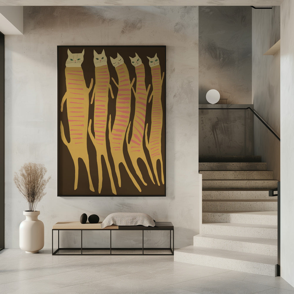 Vijf lange katten | Poster