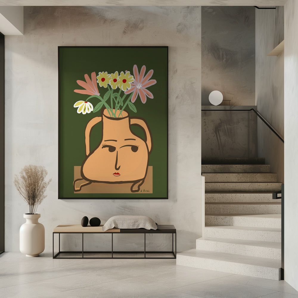Dame vaas met bloemen | Poster