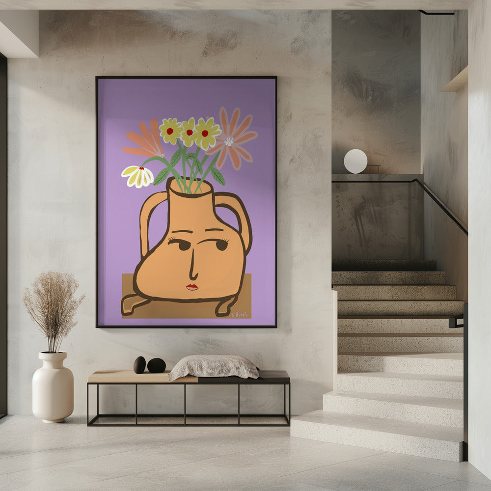 Dame vaas met bloemen | Poster