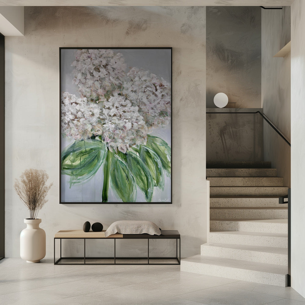 Witte hortensia bloei | Poster