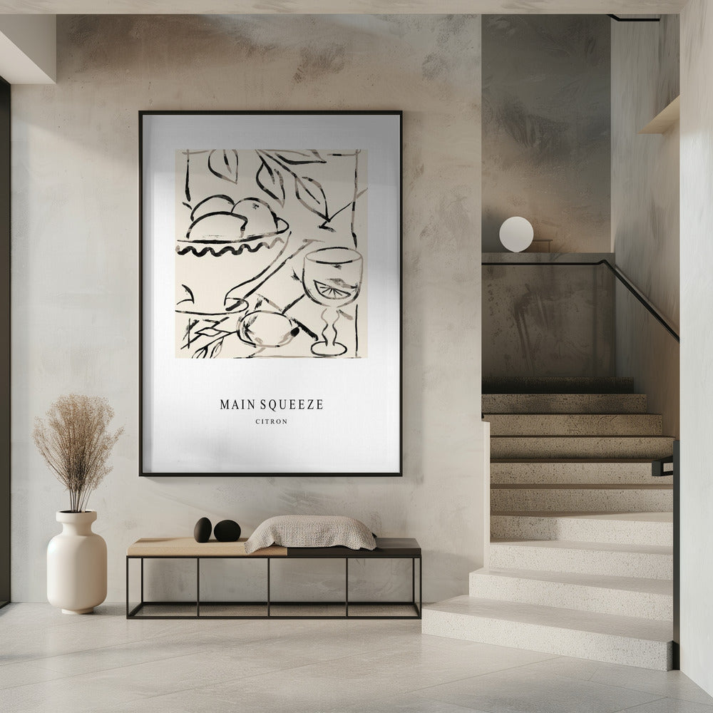 Abstracte fruitschaal en glas | Poster