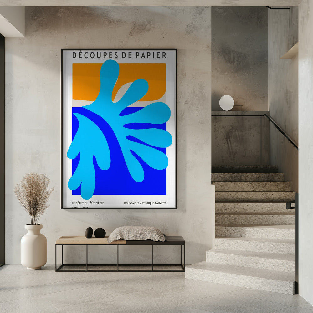 Blauwe Spatvormen | Poster
