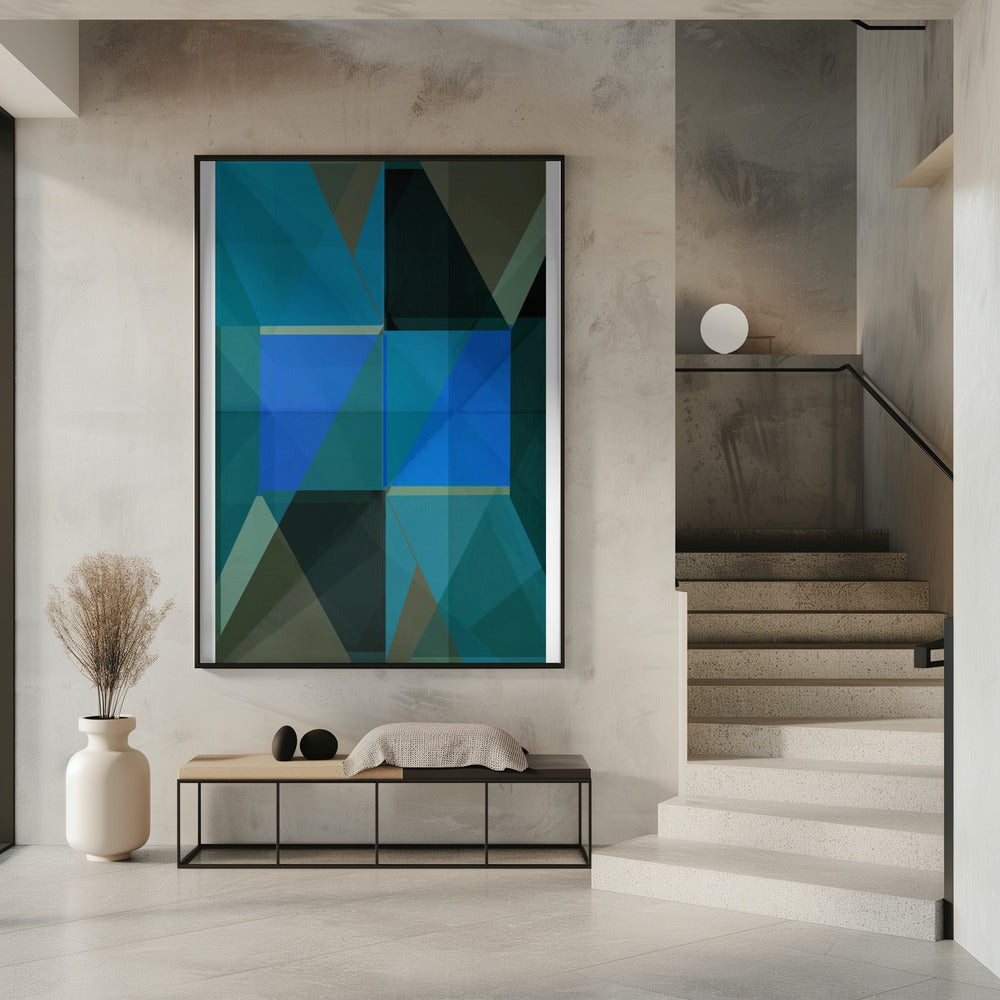 Overlappende blauwe en groene doorschijnende vormen | Poster