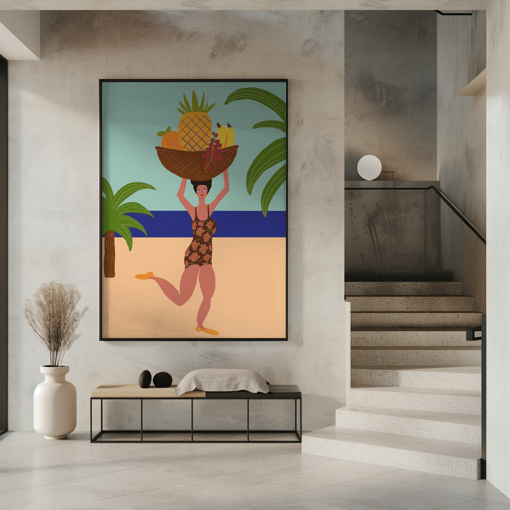 Tropisch fruit op het strand | Poster