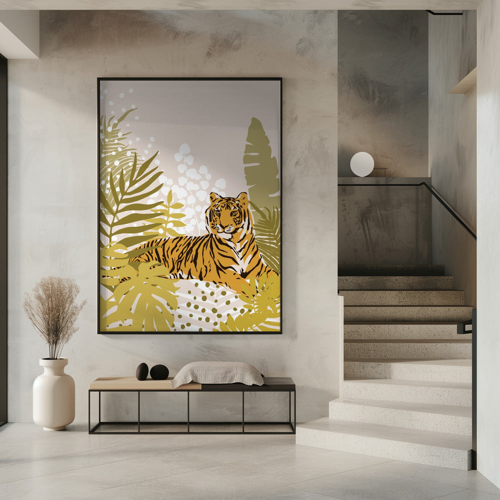 Tijger ligt neer bij Cats and Dotz 30 x 42 inch | Poster