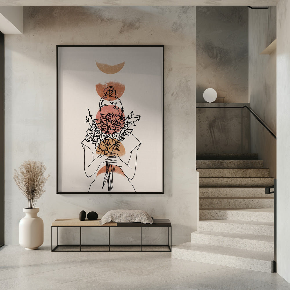 Girl With Flower Bouquet | Poster
