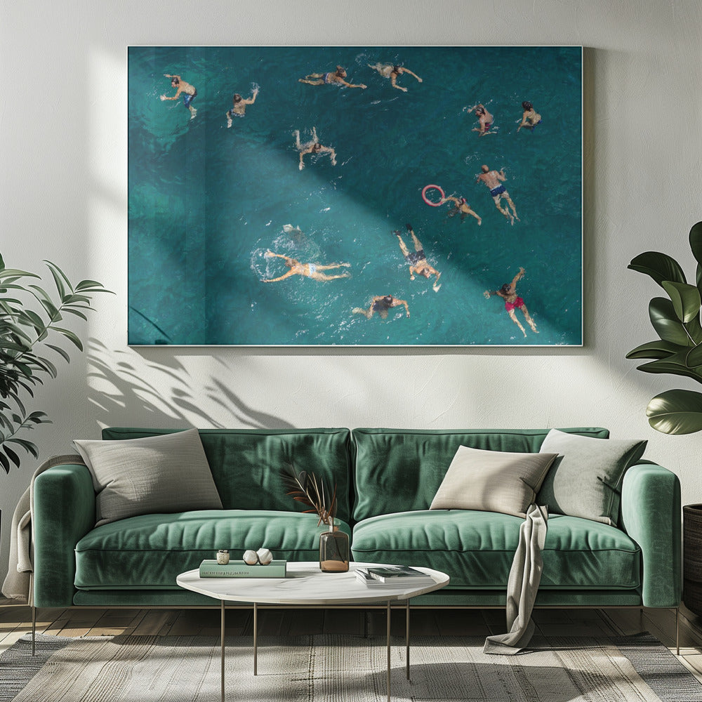 Zwemmen in blauw water | Canvas