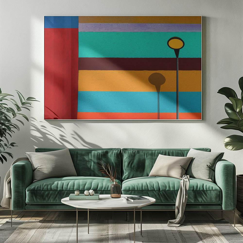 Lamp en gestreepte wand | Canvas