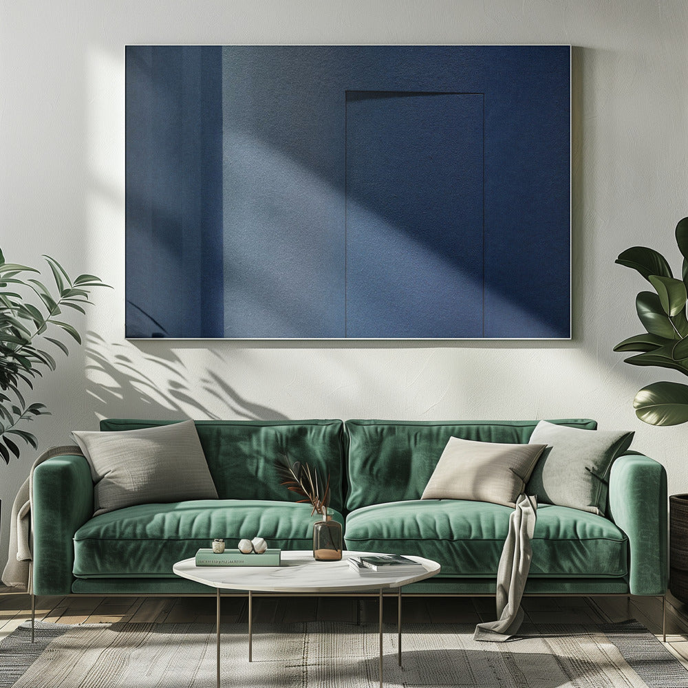 Blauw minimalisme of een geheime deur | Canvas