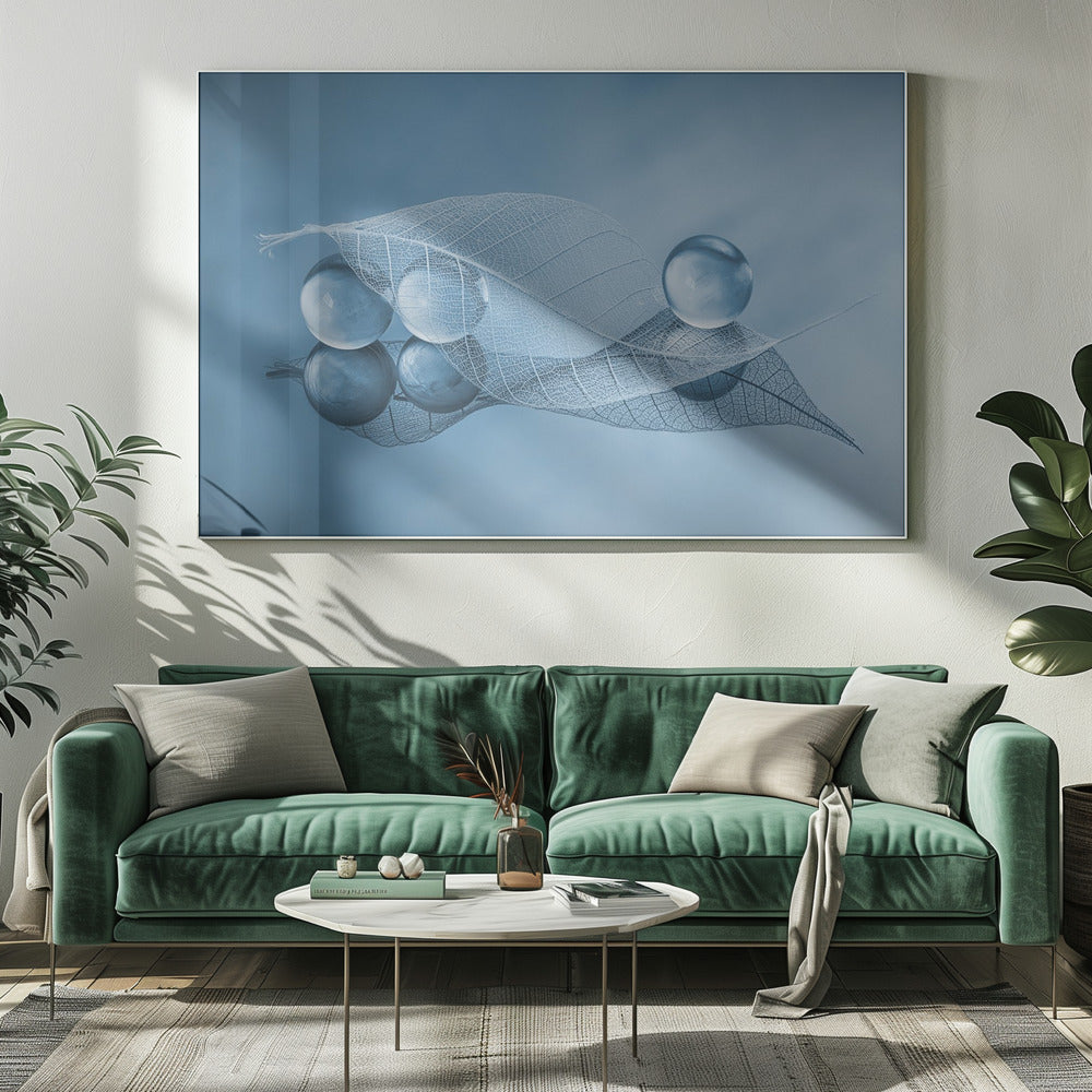 Droog blad en bubbels | Canvas