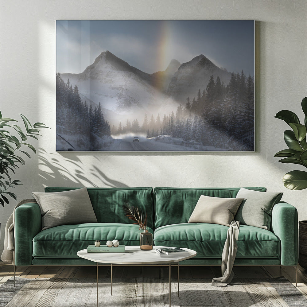 Rijden onder een bevroren regenboog | Canvas