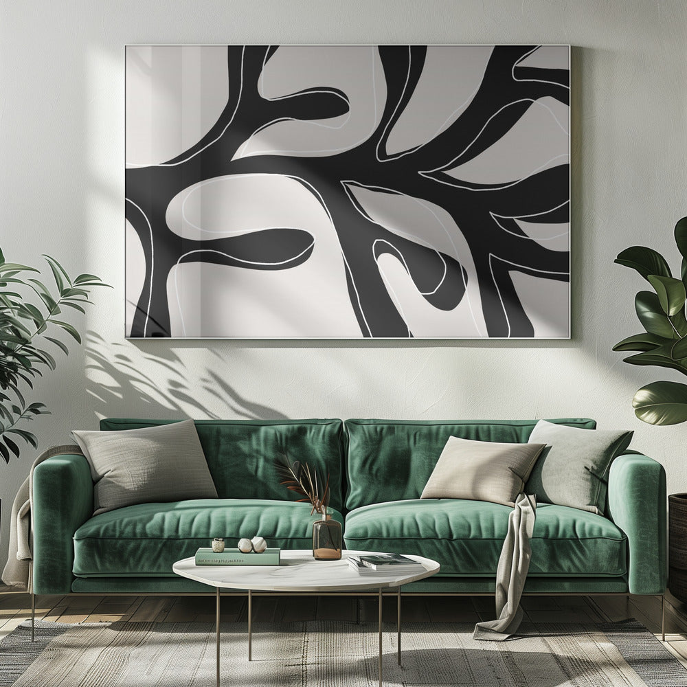 Abstract Twig Zwart-Wit | Canvas