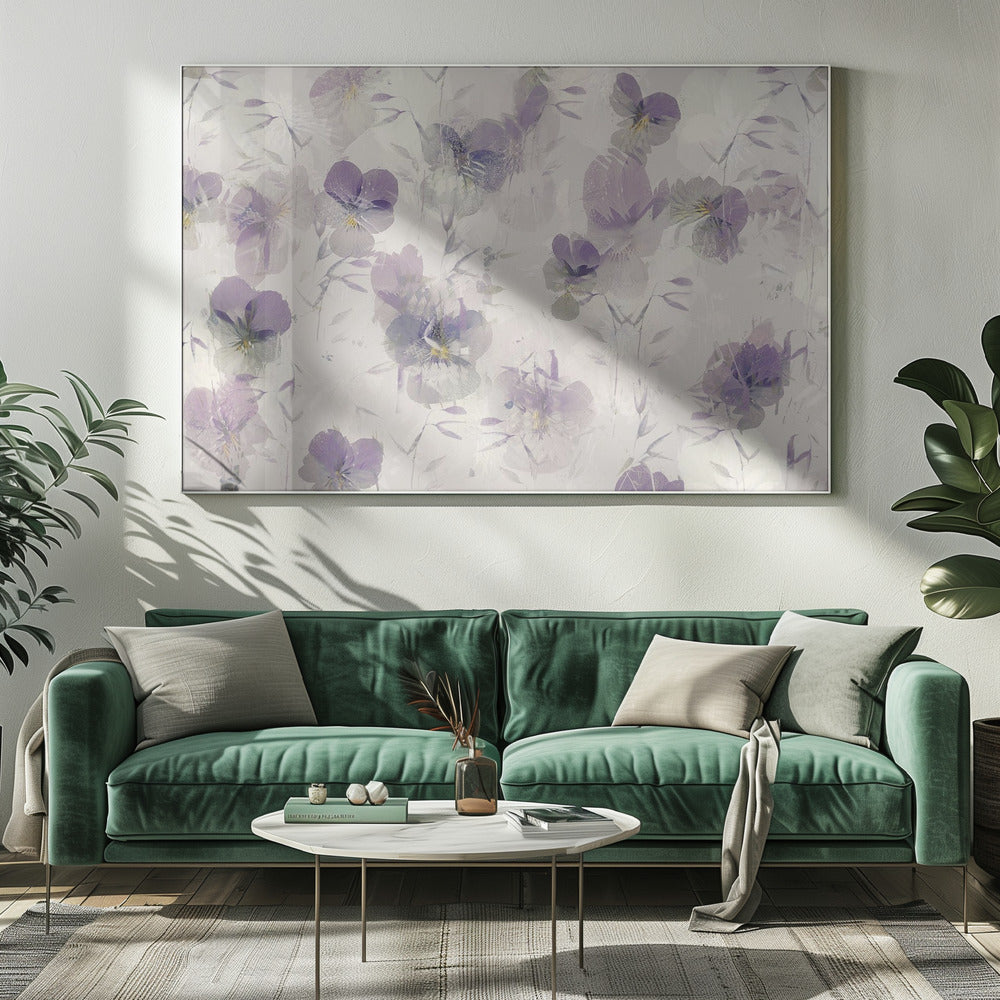 Violen op een bed | Canvas