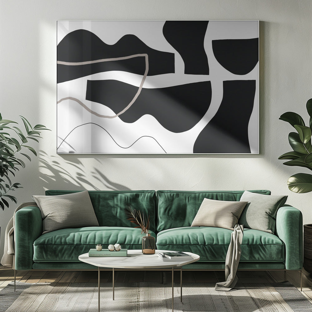 Zwarte vormen op een witte achtergrond | Canvas