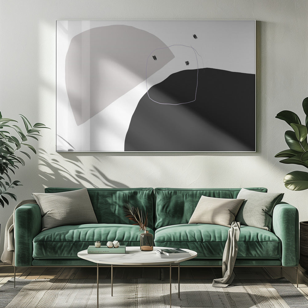 Monochrome zwarte en grijze vormen | Canvas