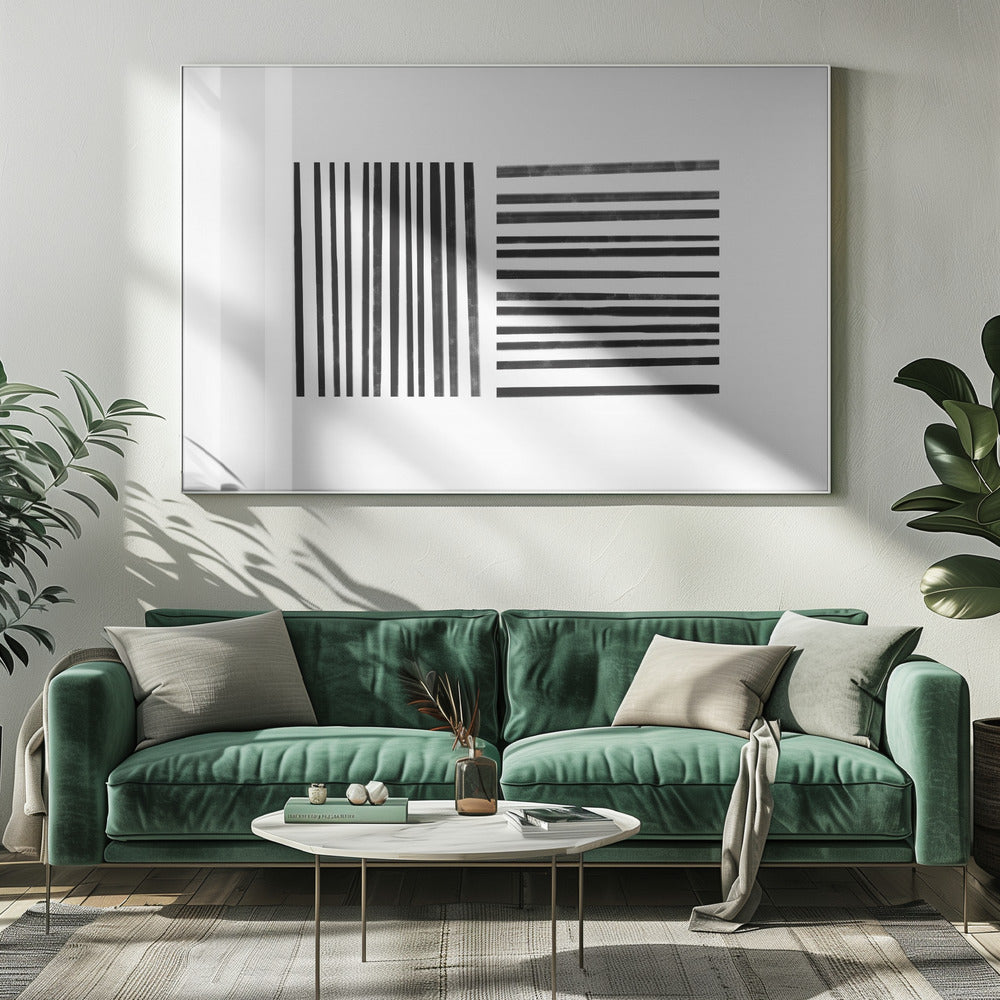 Parallelle zwarte lijnen | Canvas