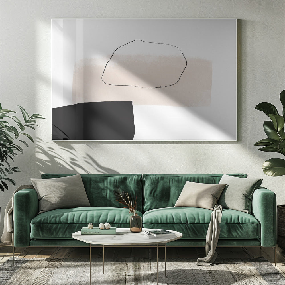 Beige vorm en zwart blok | Canvas