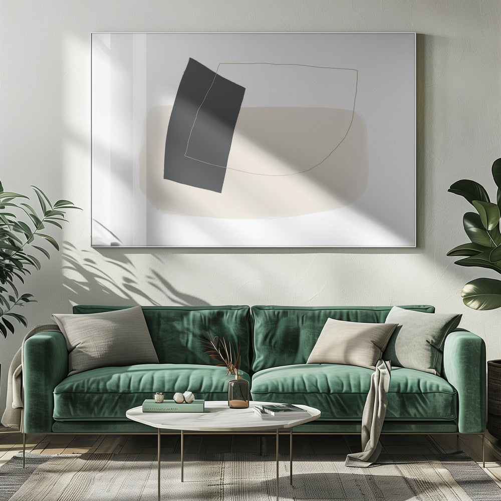 Geometrische vormen en eenvoudige lijnen in neutrale tinten | Canvas
