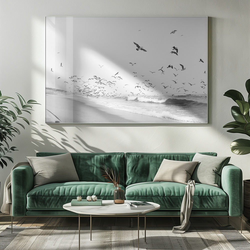 Zeegezicht zwart-wit | Canvas