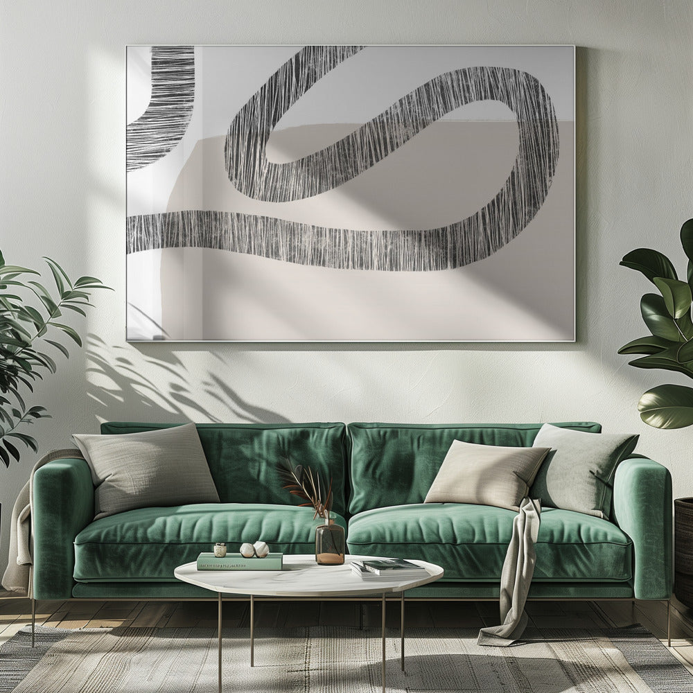 Gestructureerde lijnen op een beige en witte achtergrond | Canvas