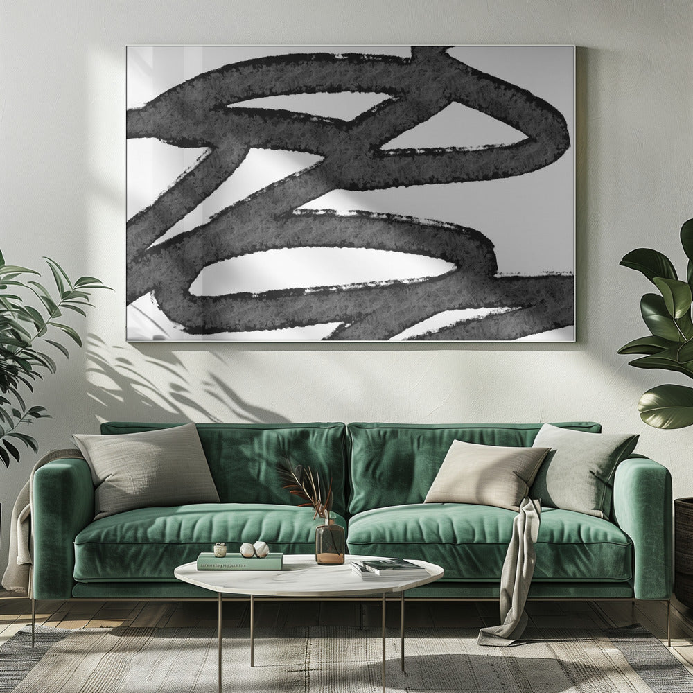 Zwarte penseelstreken op een witte achtergrond | Canvas
