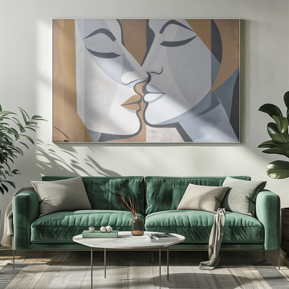 Een kus bruingrijs | Canvas