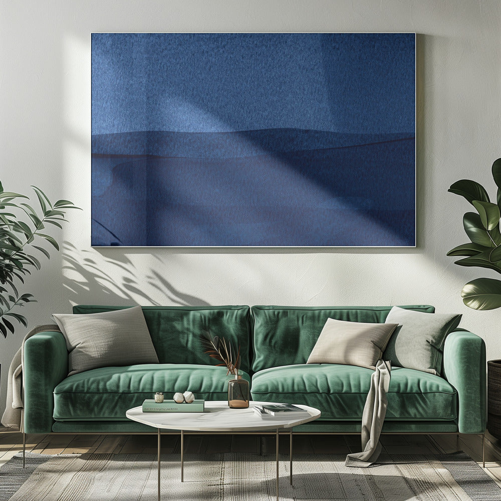 Blauwe textuur met vloeiende verticale lijnen | Canvas