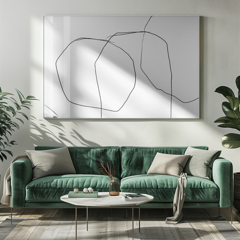 Zwarte lijnen op een witte achtergrond | Canvas