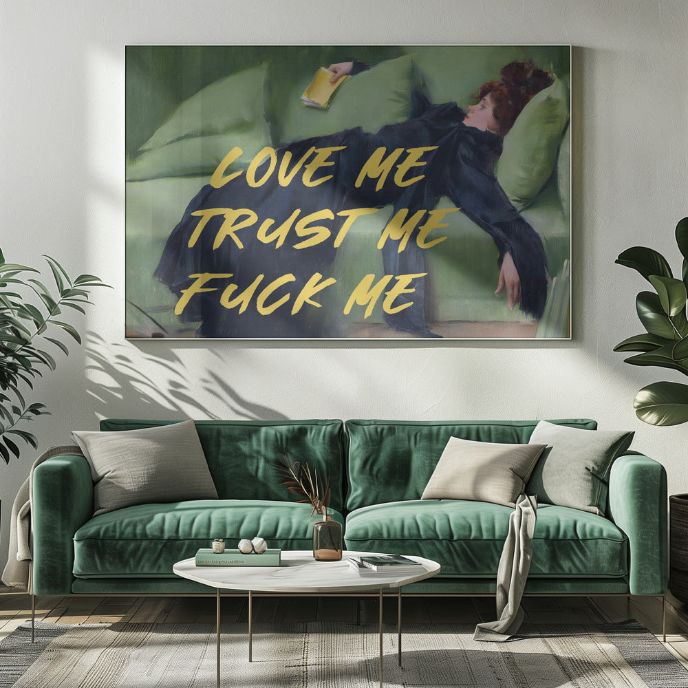 Hou van me, vertrouw me, neuk me / Gele versie | Canvas