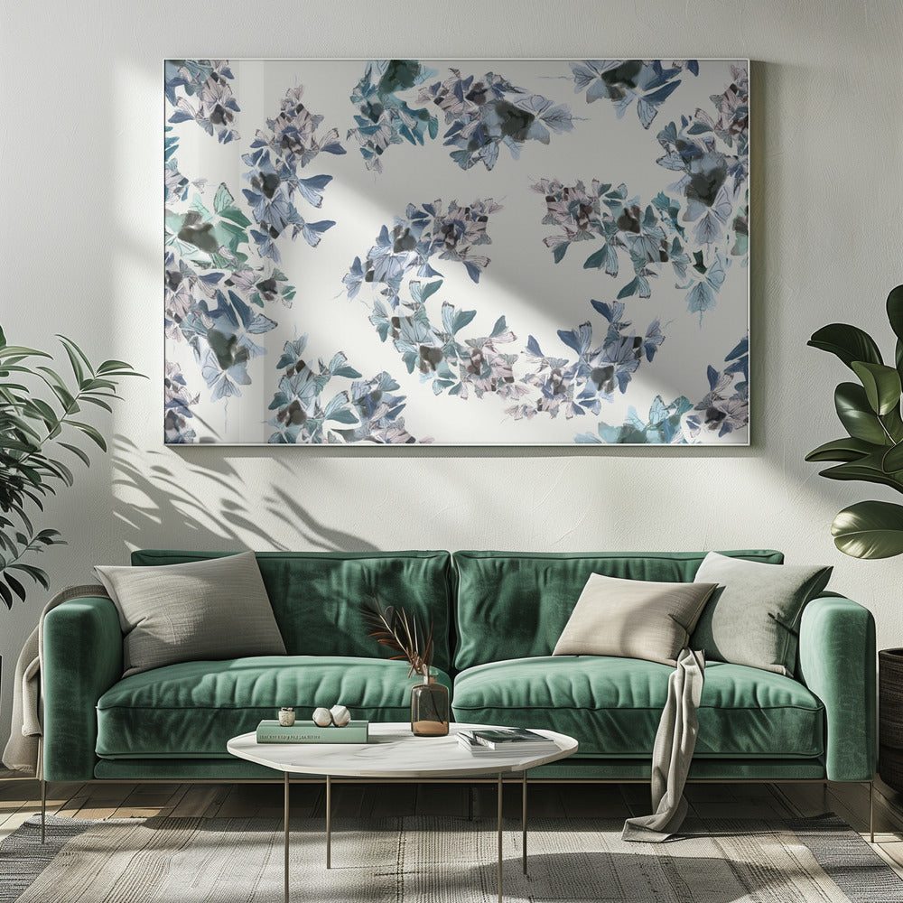 Blauwe bloemenmix | Canvas