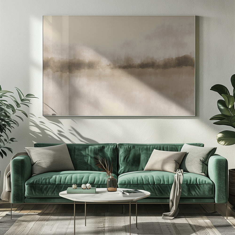 Abstract landschap in neutrale bruintinten | Canvas