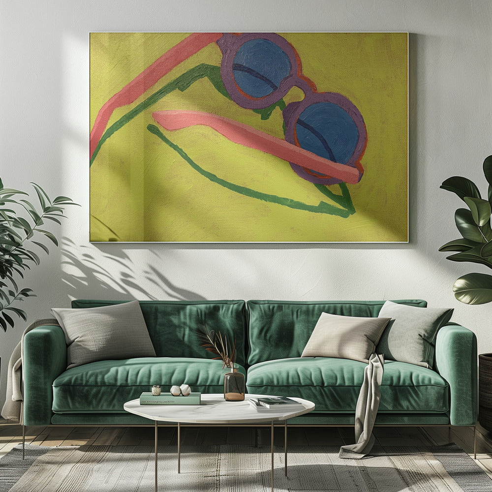 Zonnebril op Geelgroen | Canvas