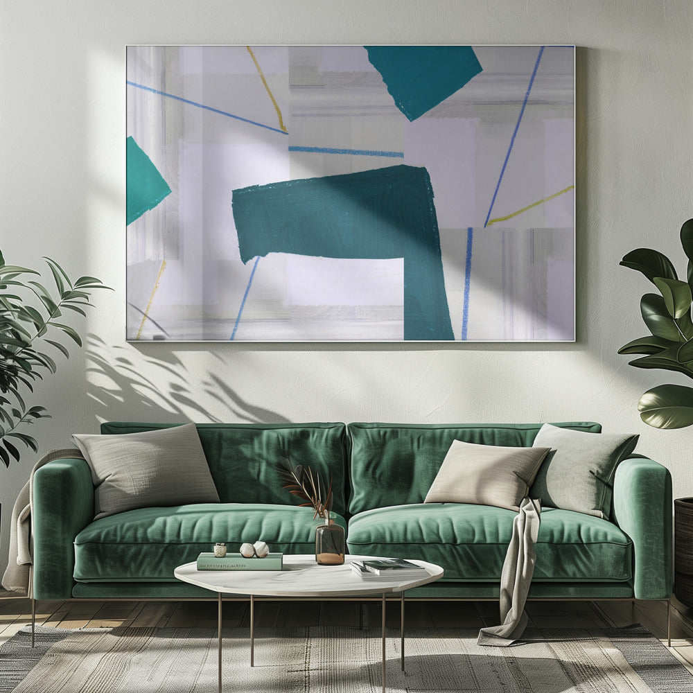 Abstracte compositie in blauw 3 | Canvas