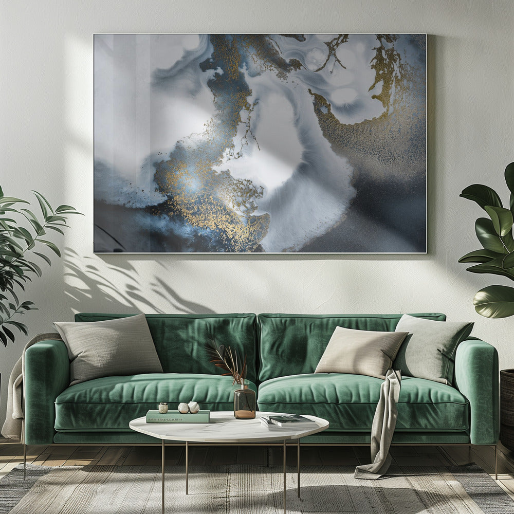 Zwart-wit en goud "Midnight Motion" | Canvas