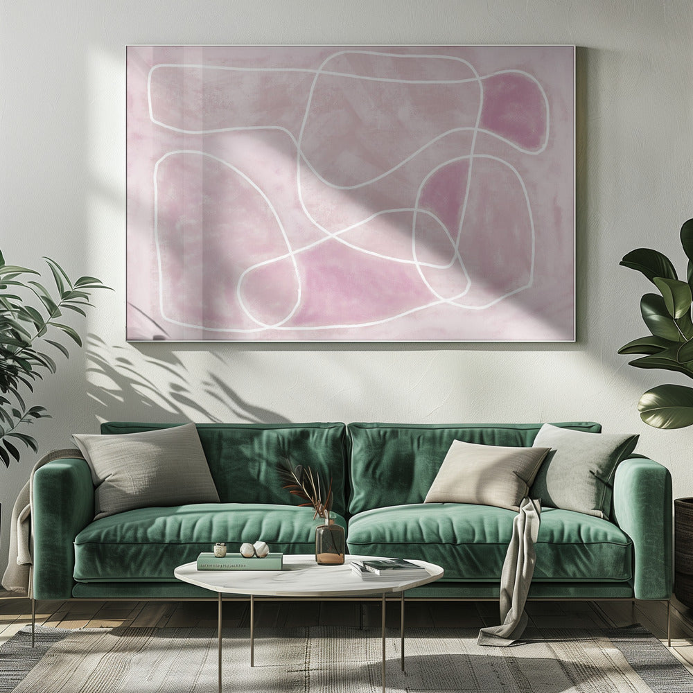 Pastelroze lijntekening | Canvas