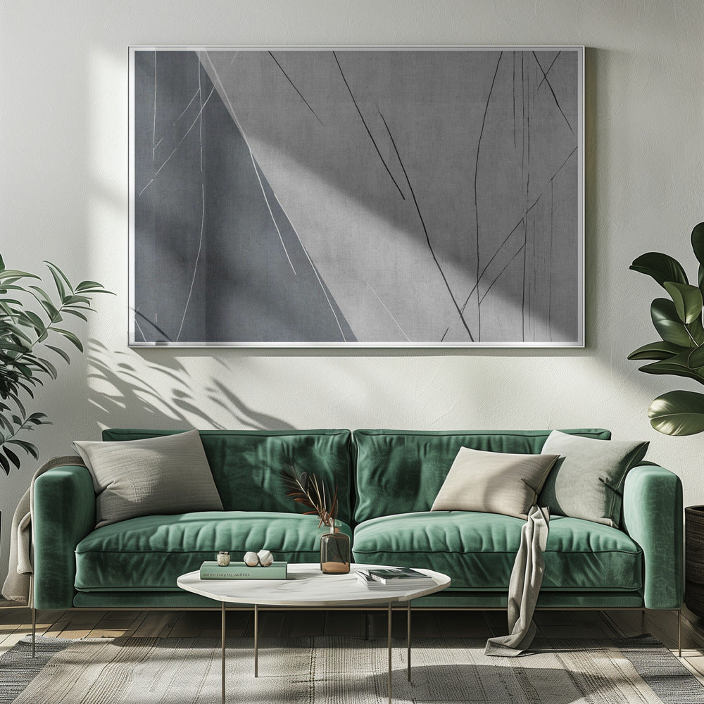 Abstracte lijnen op grijs | Canvas