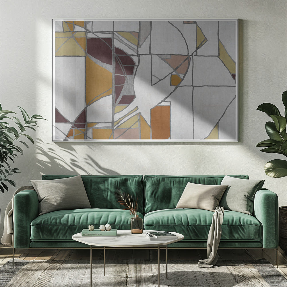 Abstracte geometrische vormen in warme tinten | Canvas