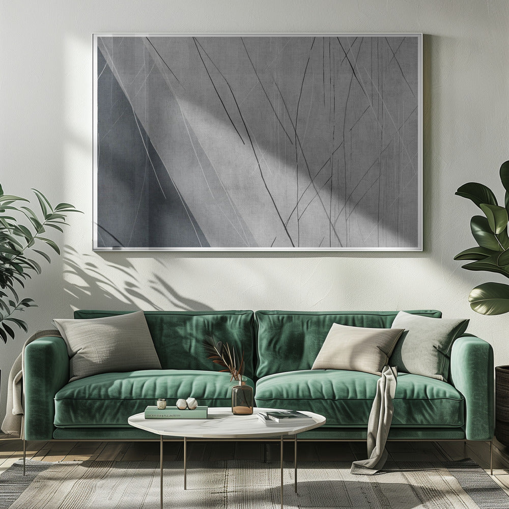 Abstracte lijnen op grijs | Canvas
