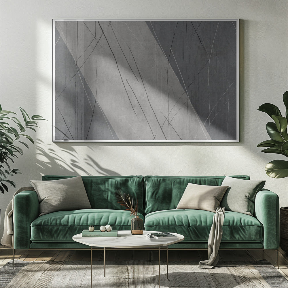 Abstracte lijnen op grijs | Canvas