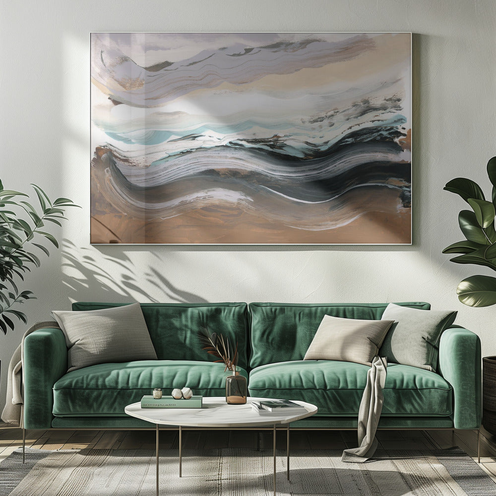 Abstract Landschap Golven Mocha | Canvas