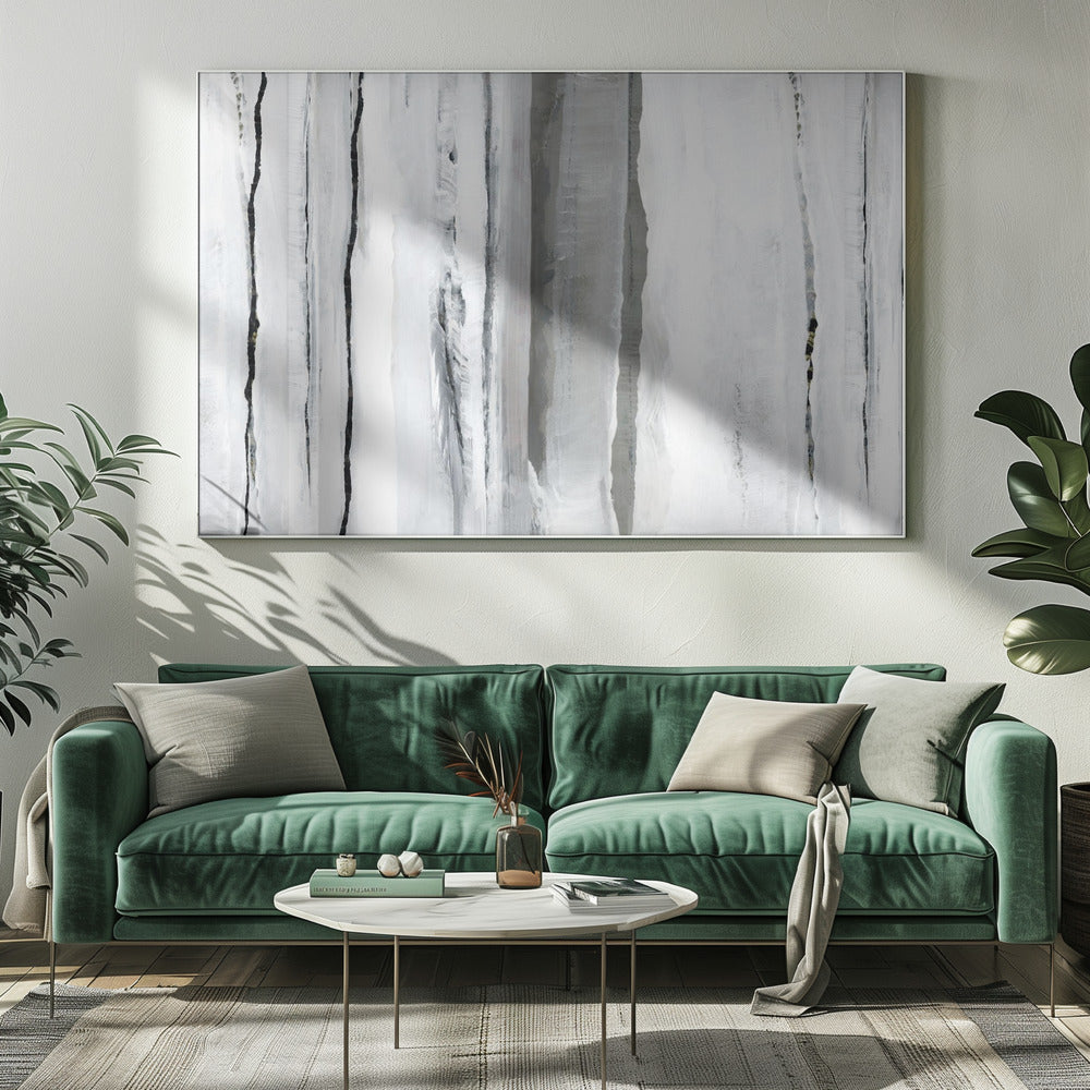 Verticale lijnen en zilveren sluiers | Canvas