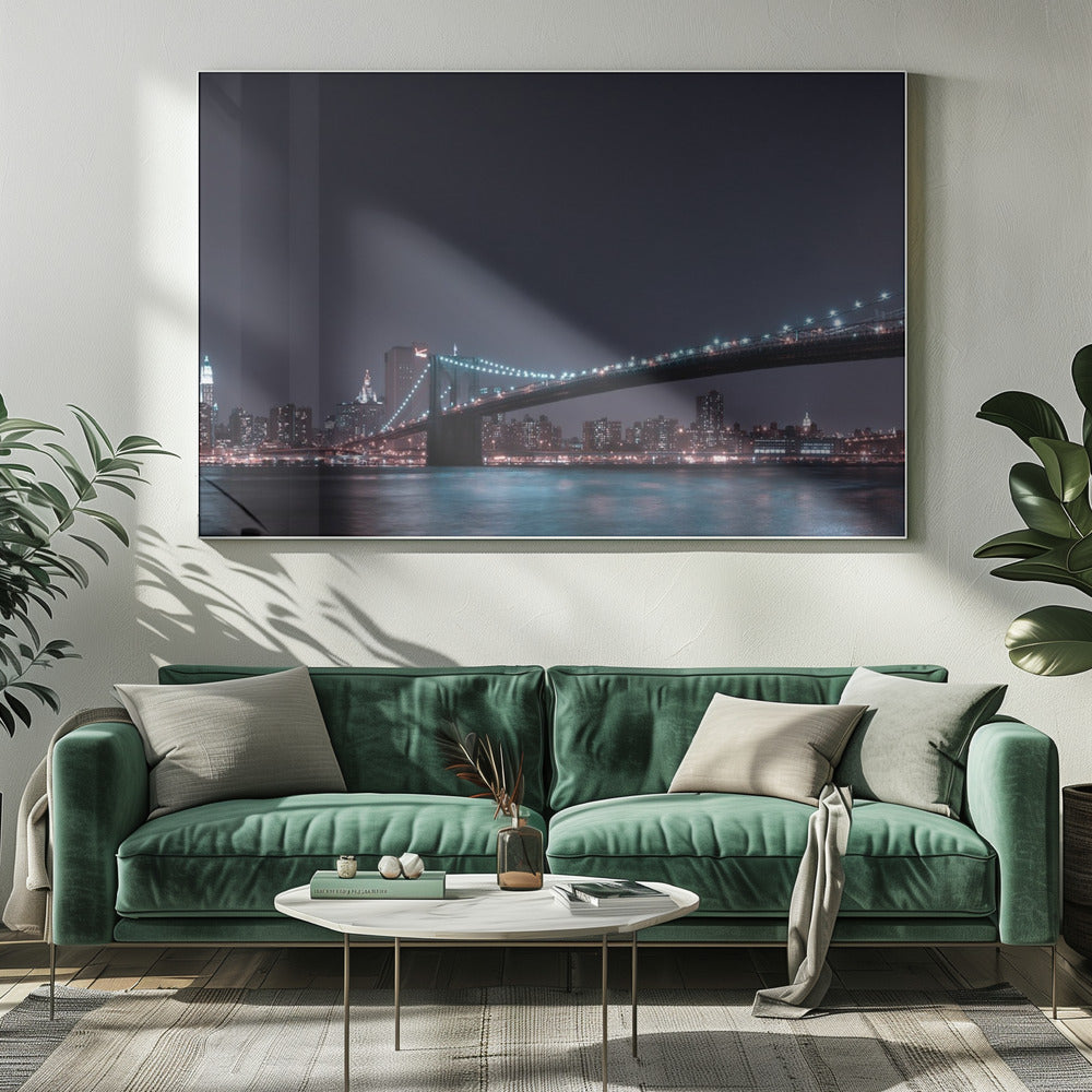 Skyline van Manhattan en Brooklyn Bridge | Canvas