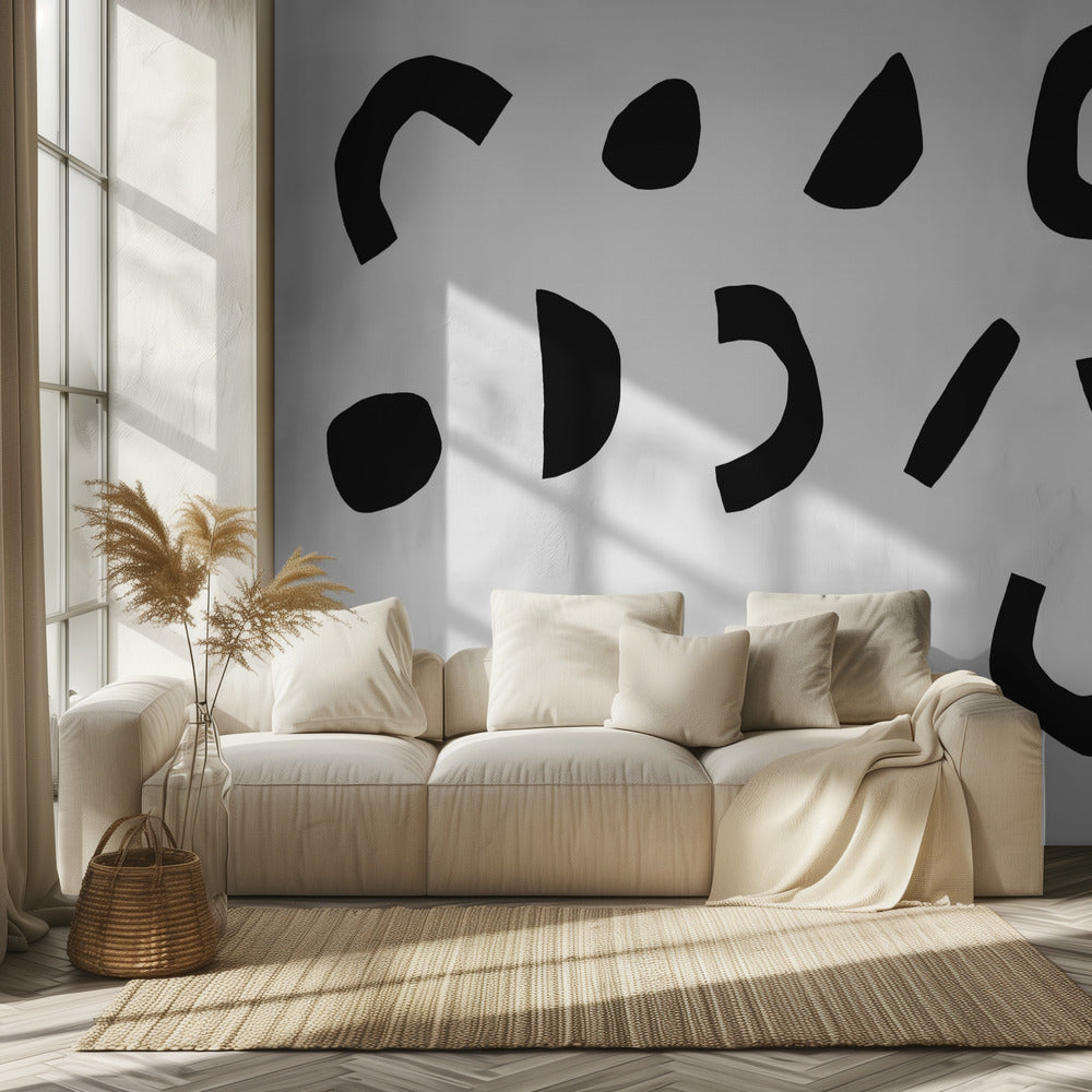 Zwarte geometrische vormen | Behang