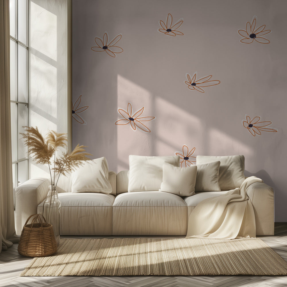 Minimalistische madeliefjespatronen | Behang