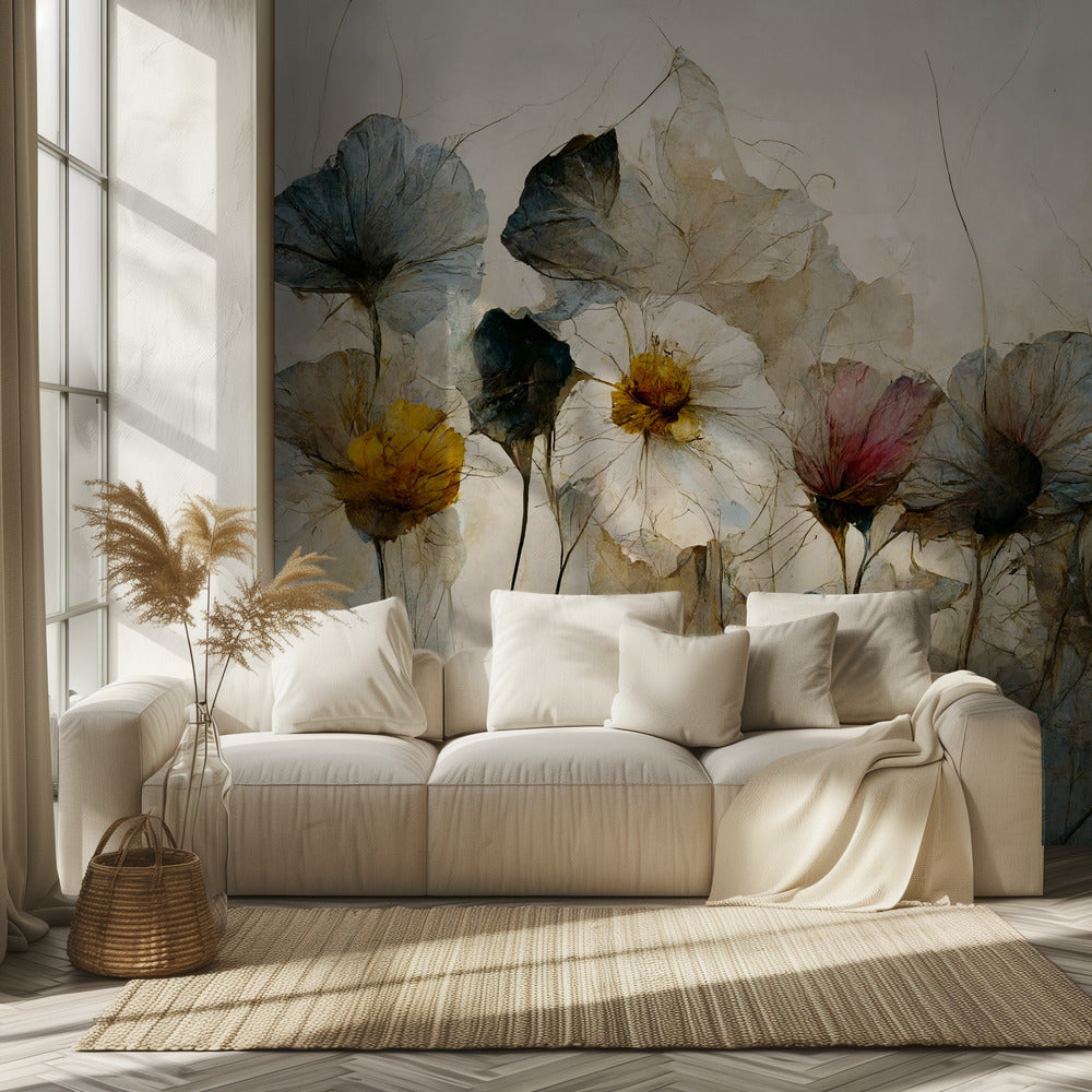 Fluisterende bloemen | Behang