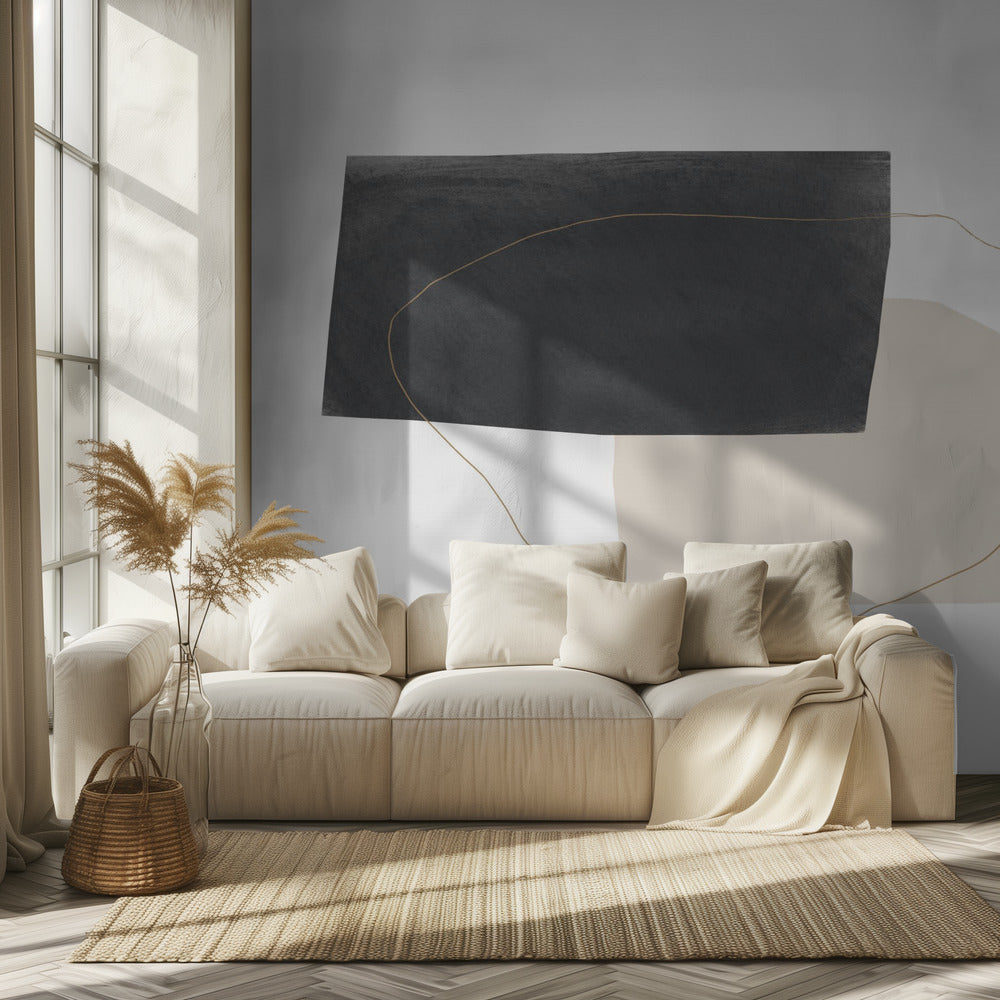 Geometrische vormen in zwart, grijs en beige | Behang