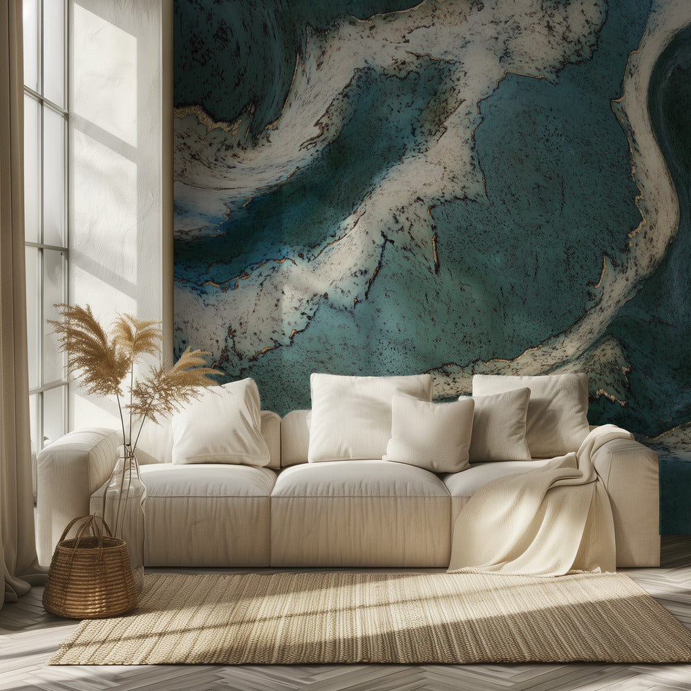 Alcohol Ink Groen Goud | Behang